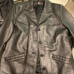 Siena Button Black Leather Jacket in size M